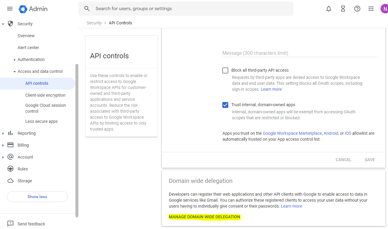 Google API Controls