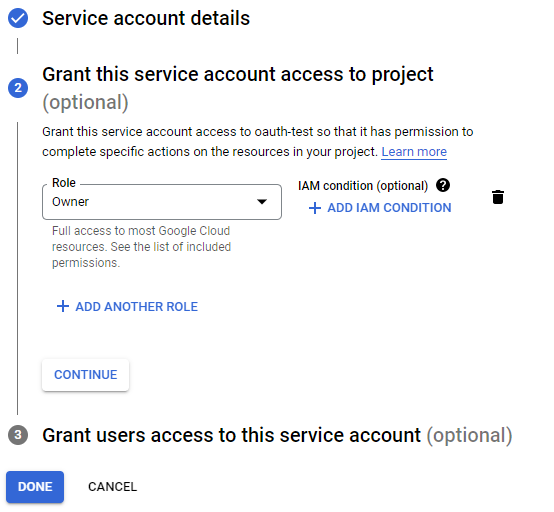 Google Service Account Role