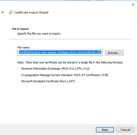 160 Cert import wizzard File