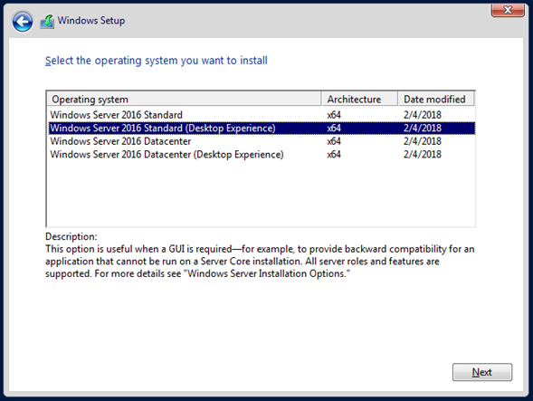 Server 2016 Desktop Experience