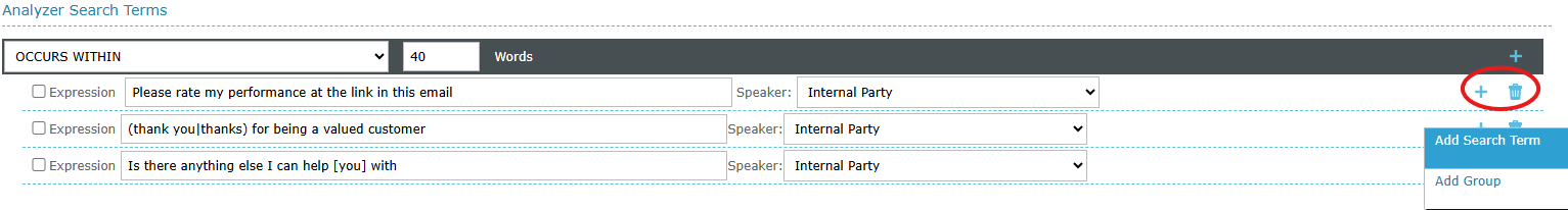 Analyzer Search Terms