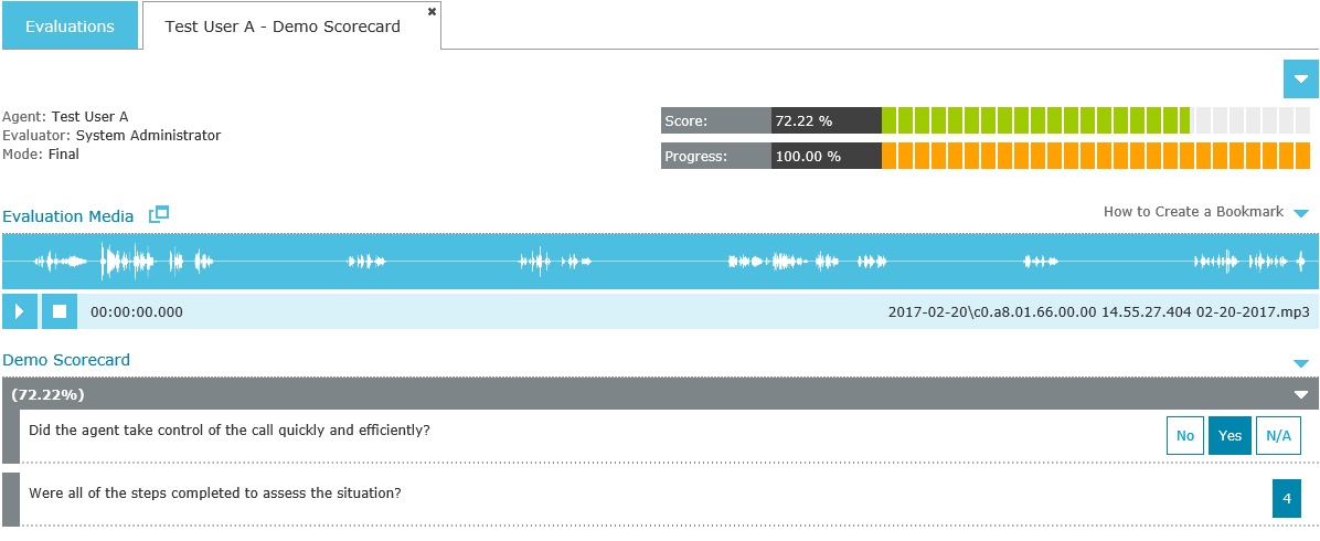 Evaluation Details tab