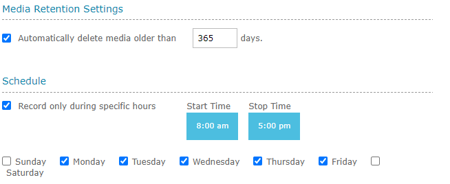 Media retention settings