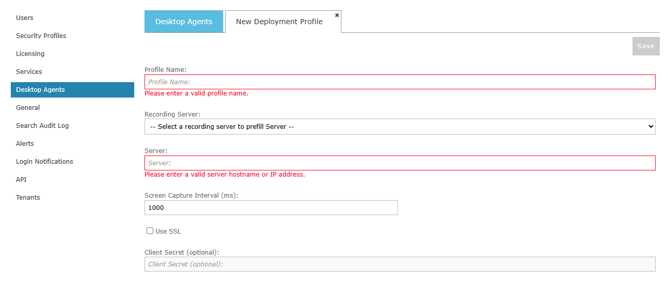 desktop agents new deployment profile
